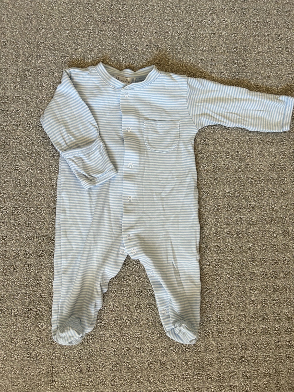 Classic Striped Blue Baby One-Piece Footed Sleepsuit